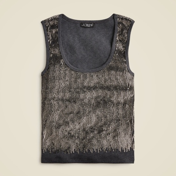 J. Crew Vintage Rib Embellished Tank Top. NWT - Picture 1 of 6